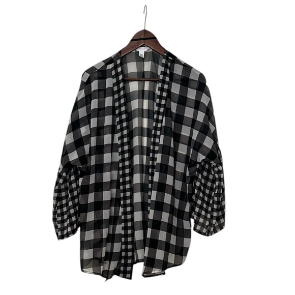 LC Lauren Conrad Kimono (without belt) Black & White Gingham One size fits most - Picture 3 of 5